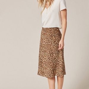 Amour Vert Mona Silk Skirt Leopard Print Skirt